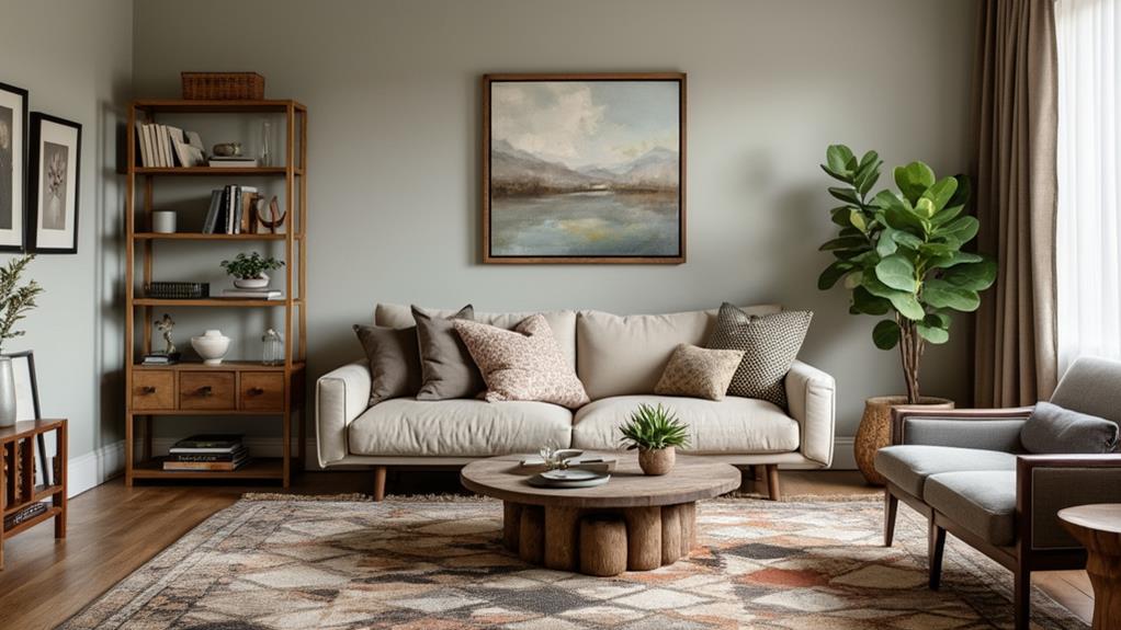  living room with a mix of modern and traditional furniture